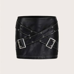 NEW Black Cross Belt Skirt Size L